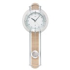 Standuhren.com 🕰️ AMS F5305 Funk-Pendelwanduhr mit Sonoma-Holzeinlage, Metallstäben und modernem Aluminium-Zifferblatt.