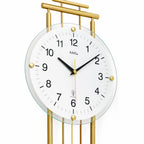 Standuhren.com 🕰️ AMS F5315 Funkwanduhr mit messinglackiertem Metallgehäuse, weißem Zifferblatt und gewölbtem Mineralglas.