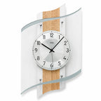 Standuhren.com 🕰️ AMS F5520 Funkwanduhr in Sonoma-Holzoptik mit Aluminium-Zifferblatt und geschwungenem Mineralglas.