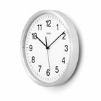 Standuhren.com 🕰️ AMS F5524 Funkwanduhr mit gebürstetem Aluminiumgehäuse, weißem Zifferblatt und Mineralglas.