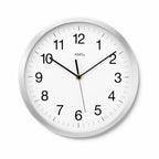 Standuhren.com 🕰️ AMS F5524 Funkwanduhr mit gebürstetem Aluminiumgehäuse, weißem Zifferblatt und Mineralglas.