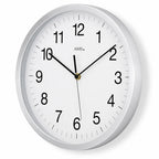 Standuhren.com 🕰️ AMS F5525 Funkwanduhr mit gebürstetem Aluminiumgehäuse, weißem Zifferblatt und Mineralglas.