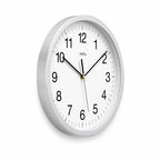 Standuhren.com 🕰️ AMS F5541 Funkwanduhr mit gebürstetem Aluminiumgehäuse, weißem Zifferblatt und Mineralglas.