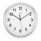 Standuhren.com 🕰️ AMS F5541 Funkwanduhr mit gebürstetem Aluminiumgehäuse, weißem Zifferblatt und Mineralglas.