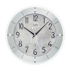 Standuhren.com 🕰️ AMS Funkwanduhr mit Aluminium-Gehäuse, facettiertem Mineralglas und modernem grauem Zifferblatt