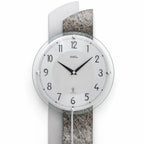 Standuhren.com 🕰️ AMS F5322 Funk-Pendelwanduhr mit silbernem Holzgehäuse, Aluminium-Zifferblatt und Mineralglas