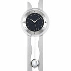 Standuhren.com 🕰️ AMS F5243 Funk-Pendelwanduhr mit silberner Holzrückwand, Aluminium-Frontreif und Mineralglas