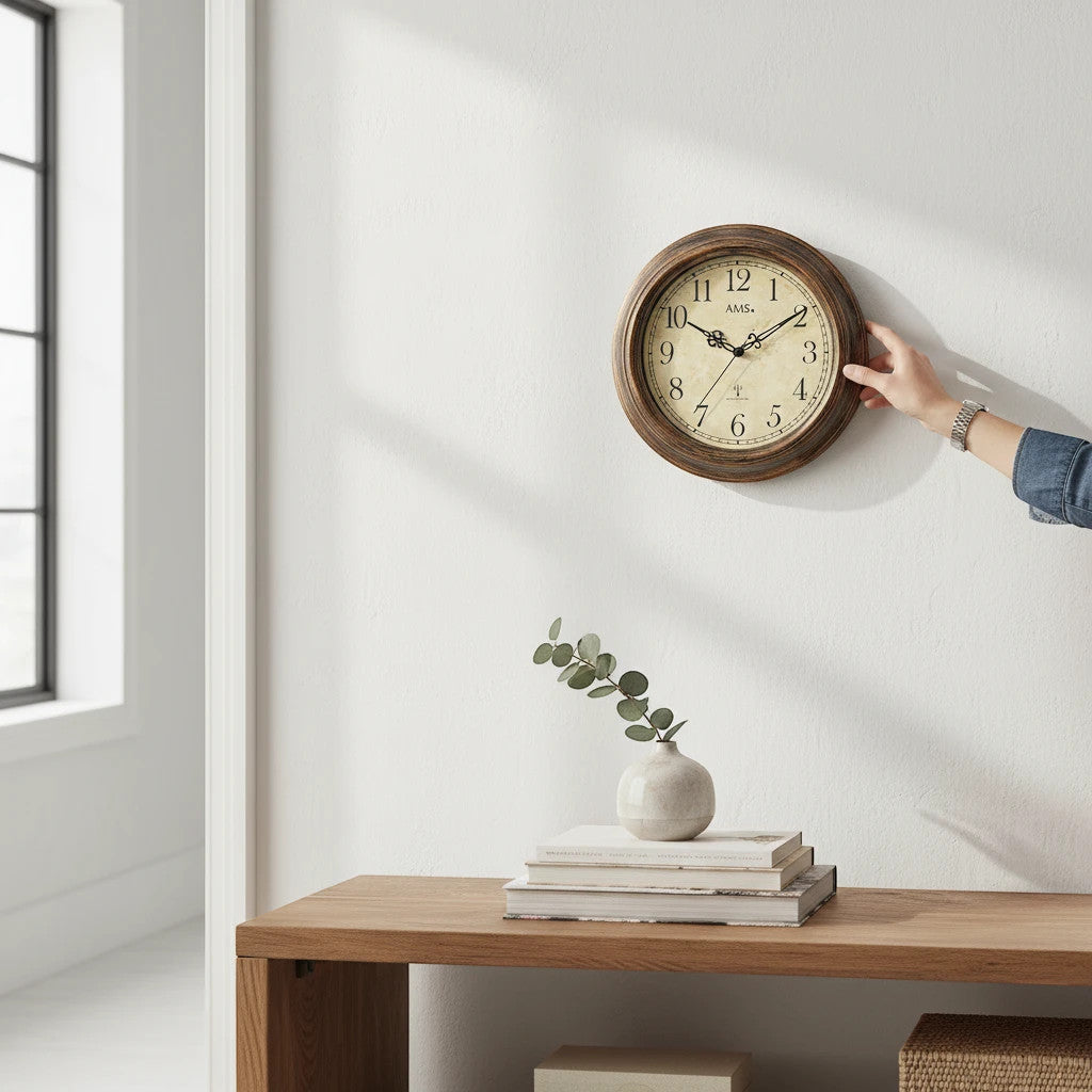 Standuhren.com 🕰️ AMS F5575 Funkwanduhr in Braunbronze mit wetterfestem Kunststoffgehäuse für den Außenbereich