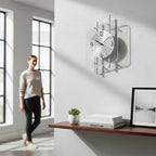 Standuhren.com 🕰️ AMS F5582 Funkwanduhr mit silbernen Metallstäben und modernem Aluminium-Zifferblatt an einer Wand