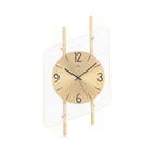 Standuhren.com 🕰️ Funkwanduhr AMS F5583 mit messinglackierten Metallstäben, Aluminium-Zifferblatt und Rauten-Glasdesign.