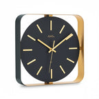 Standuhren.com 🕰️ AMS F5585 Funkwanduhr mit schwarzem Metallgehäuse und elegantem messingfarbenem Zifferblatt