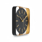 Standuhren.com 🕰️ AMS F5585 Funkwanduhr mit schwarzem Metallgehäuse und elegantem messingfarbenem Zifferblatt