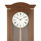 Standuhren.com 🕰️ AMS Pendel-Funkwanduhr mit elegantem Nussbaum-Holzgehäuse, weißem Zifferblatt und römischen Zahlen.