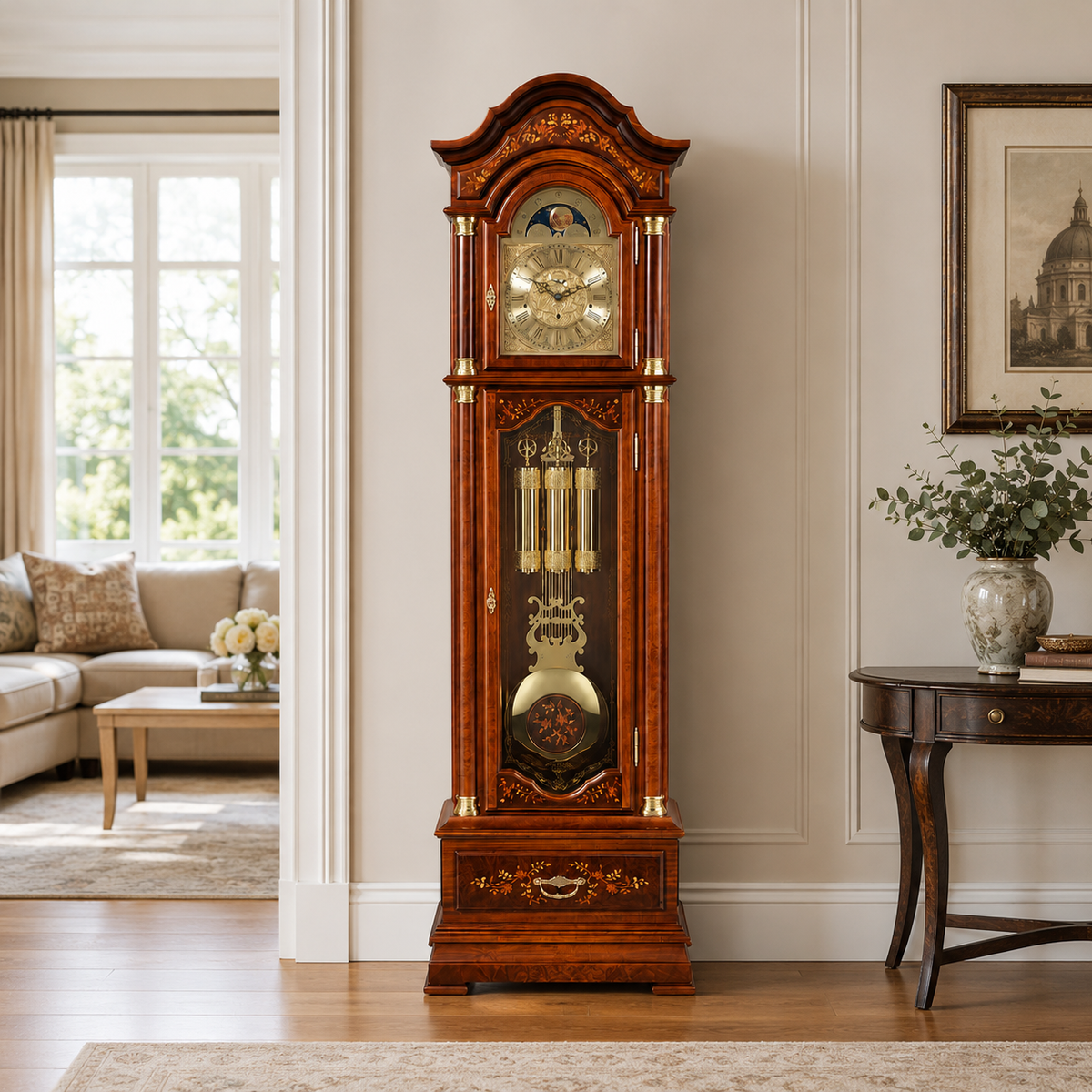 Astra Design AD210-02 Standuhr „Residenz“ aus Nussbaum