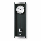 Standuhren.com 🕰️ AMS Pendel-Funkwanduhr mit schwarz lackiertem Holzgehäuse, Aluminium-Zifferblatt und Pendel