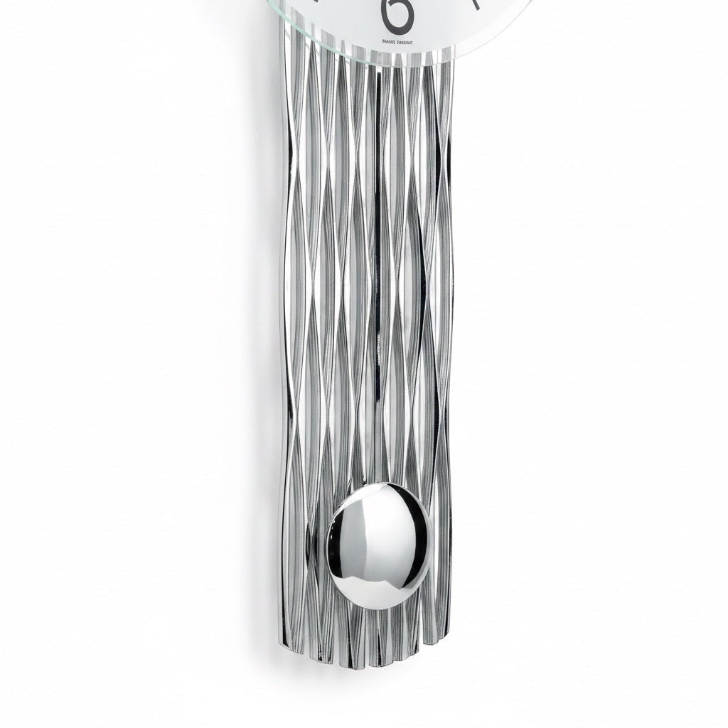 Standuhren.com 🕰️ Pendelwanduhr AMS W7506 mit feingefrästem Holzgehäuse in moderner Silberoptik und Pendel