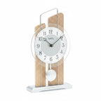 Standuhren.com 🕰️ AMS T1261 Tischuhr mit hellem Sonoma-Holzgehäuse, Aluminium-Zifferblatt und modernem Pendelwerk
