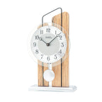 Standuhren.com 🕰️ AMS T1260 Tischuhr aus Wildeiche mit Metallzierteil, Aluminium-Zifferblatt und Mineralglas
