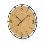 Standuhren.com 🕰️ AMS W9616mo Wanduhr mit hellem Holzgehäuse, schwarzem Metallring und gefrästen Ziffern.