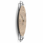 Standuhren.com 🕰️ AMS W9687 Wanduhr mit schwarzem Metallrahmen und hellem Sonoma-Holz-Zifferblatt in Seitenansicht