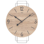 Standuhren.com 🕰️ AMS W9687 Wanduhr mit hellem Sonoma-Holzoptik-Zifferblatt und modernem Metallrahmen