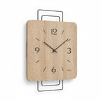 Standuhren.com 🕰️ AMS W9692 Wanduhr mit quadratischem Sonoma-Holz-Zifferblatt und modernem schwarzem Metallrahmen