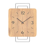 Standuhren.com 🕰️ AMS W9700 Wanduhr mit quadratischem Wildeiche-Zifferblatt und modernem Metallrahmen